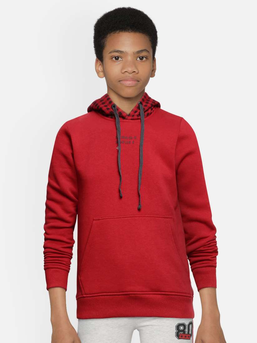 Boys red hooded sweatshirt top