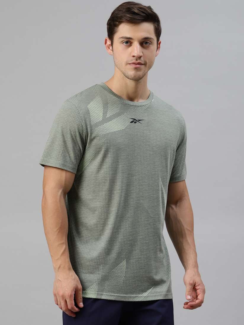 Buy Reebok Men Olive Green Printed Workout Ready Allover Print T Shirt Tshirts for Men 13567938 Myntra