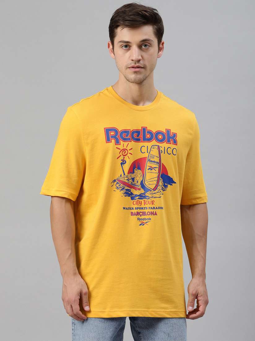 Reebok yellow t shirt online