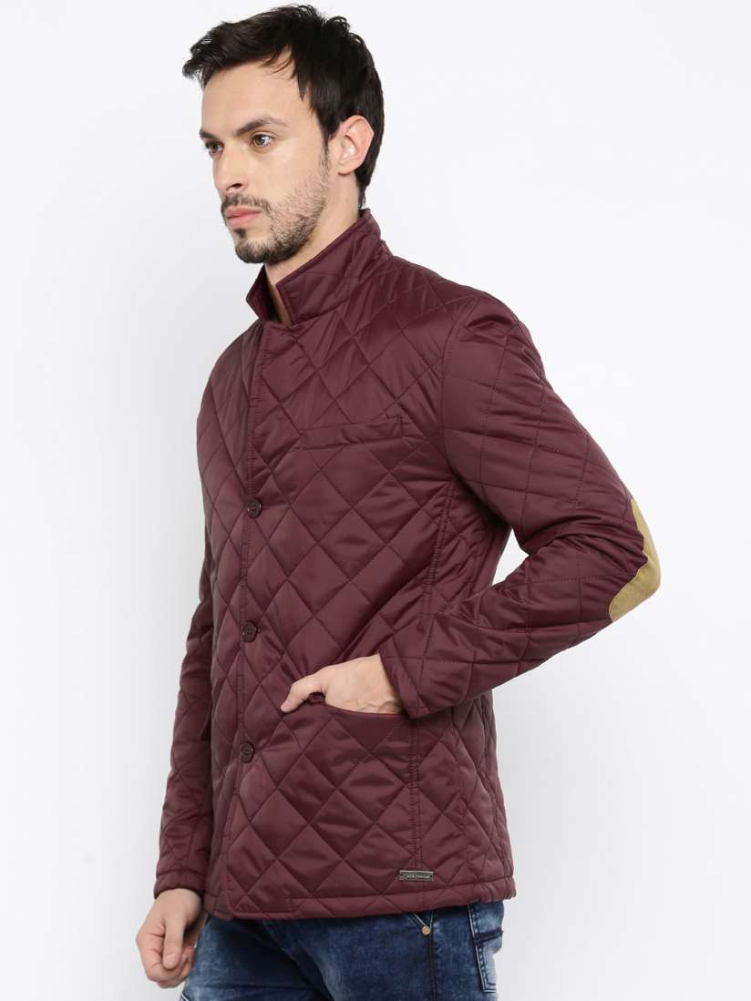 Burgundy quilted jacket mens shop