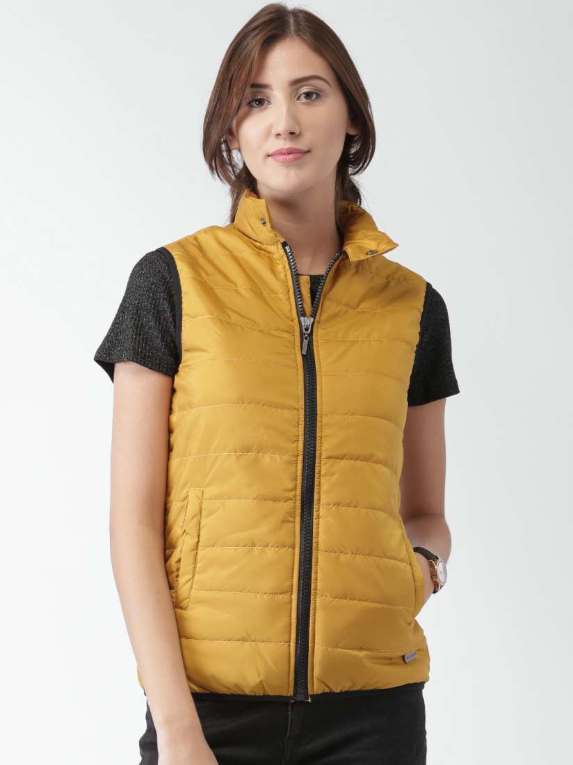 Yellow sleeveless jacket store