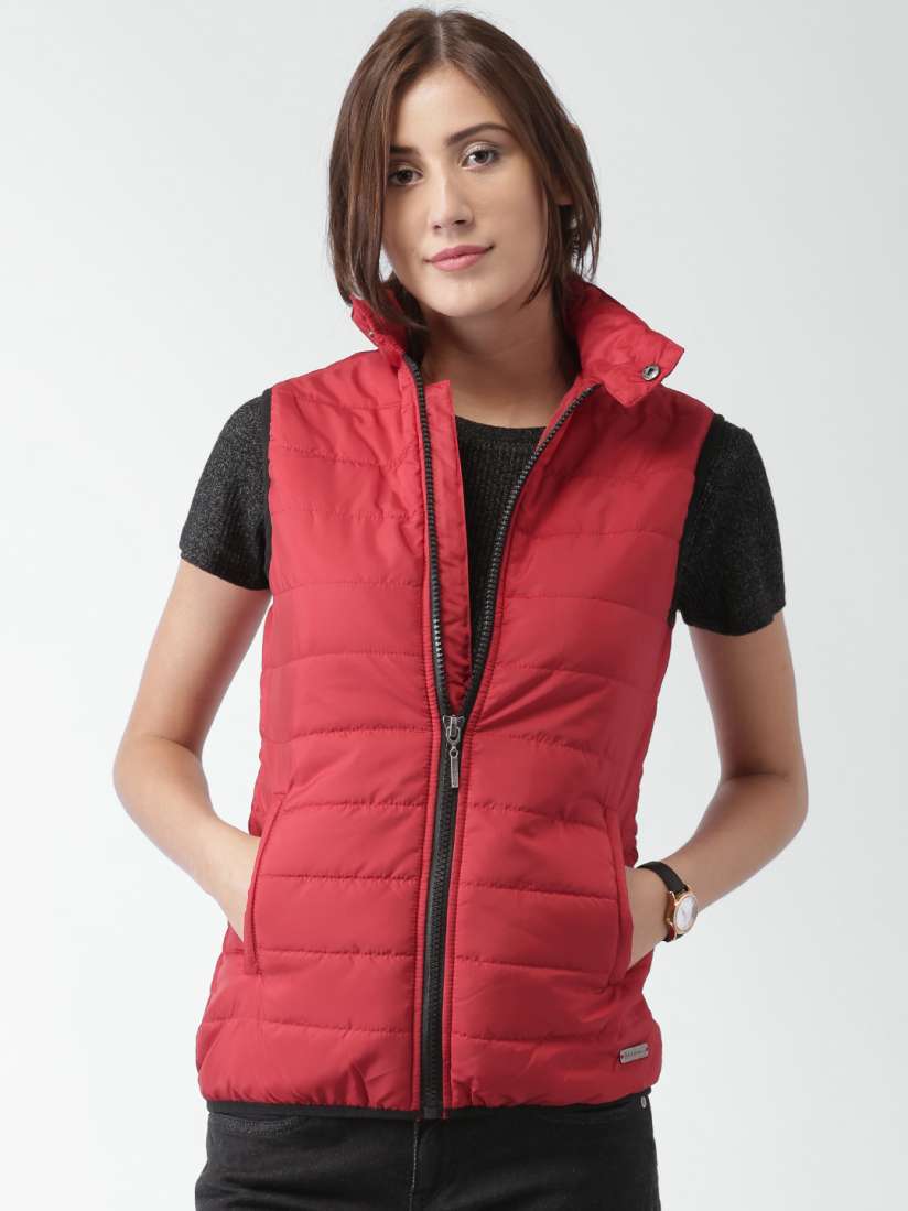 Buy Mast Harbour Red Sleeveless Puffer Jacket Jackets for Women 1357885 Myntra