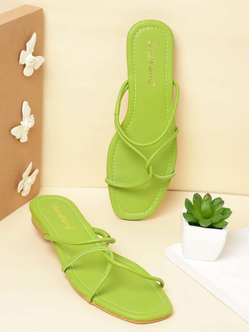 Buy DressBerry Women Lime Green Entwined Straps Solid Open Toe Flats Flats for Women 13579248 Myntra