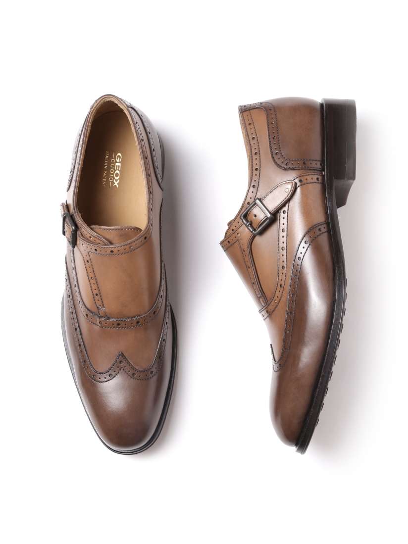 Buy GEOX Cuoio Men Brown Italian Patent Leather Monks Formal Shoes for Men 1358062 Myntra