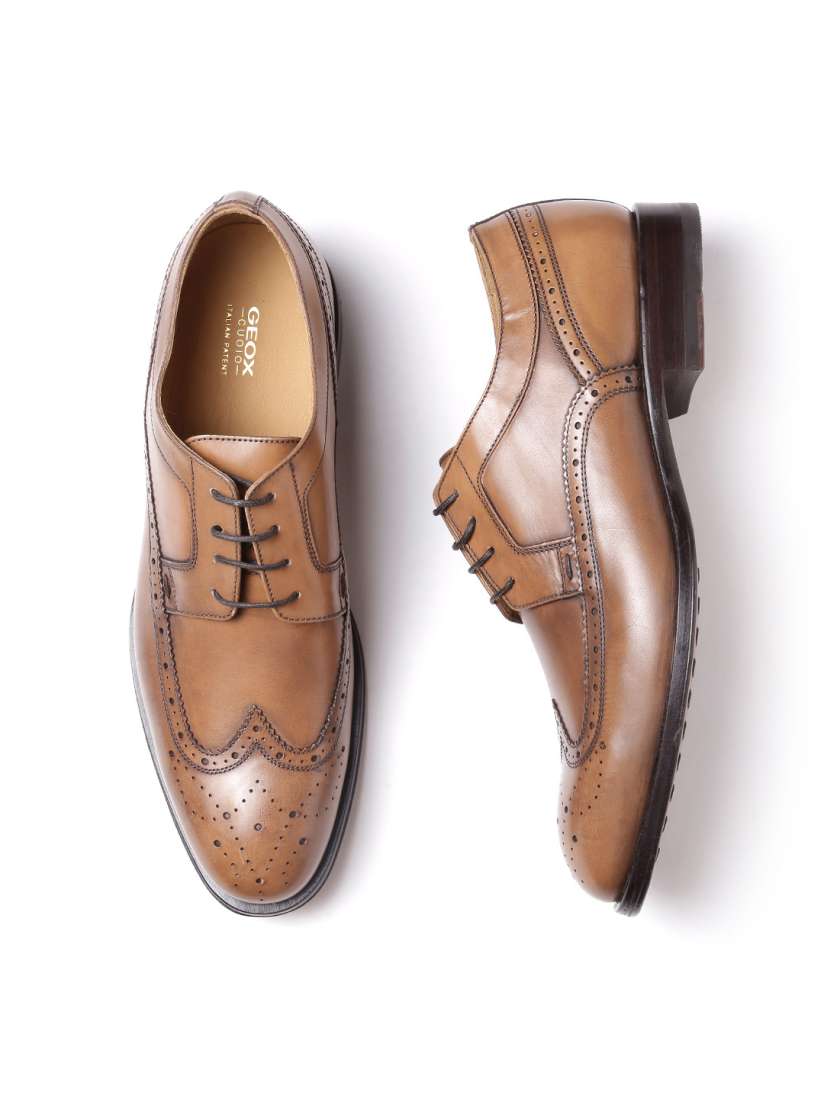 Buy Geox Cuoio Men Brown Italian Patent Leather Brogues Formal Shoes for Men 1358063 Myntra