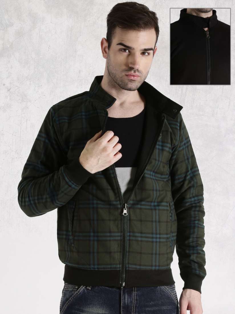 Buy Roadster Black Olive Green Reversible Jacket Jackets for Men 1358074 Myntra