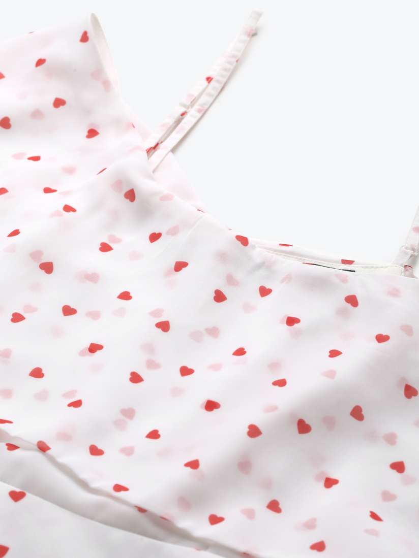 Buy SASSAFRAS Women White Coral Red Heart Shaped Printed Off Shoulder Maxi Dress Dresses for Women 13581044 Myntra
