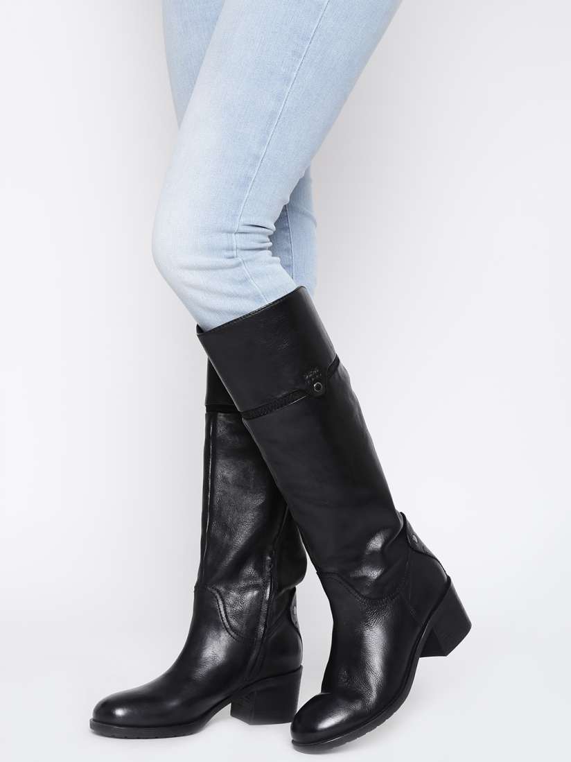 Buy GEOX Respira Women Black Breathable Italian Patent Leather Heeled Boots Boots for Women 1358222 Myntra