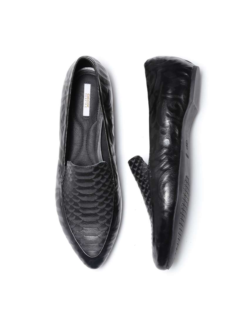 Buy GEOX Respira Women Black Textured Breathable Italian Patent Leather Flat Shoes Flats for Women 1358223 Myntra