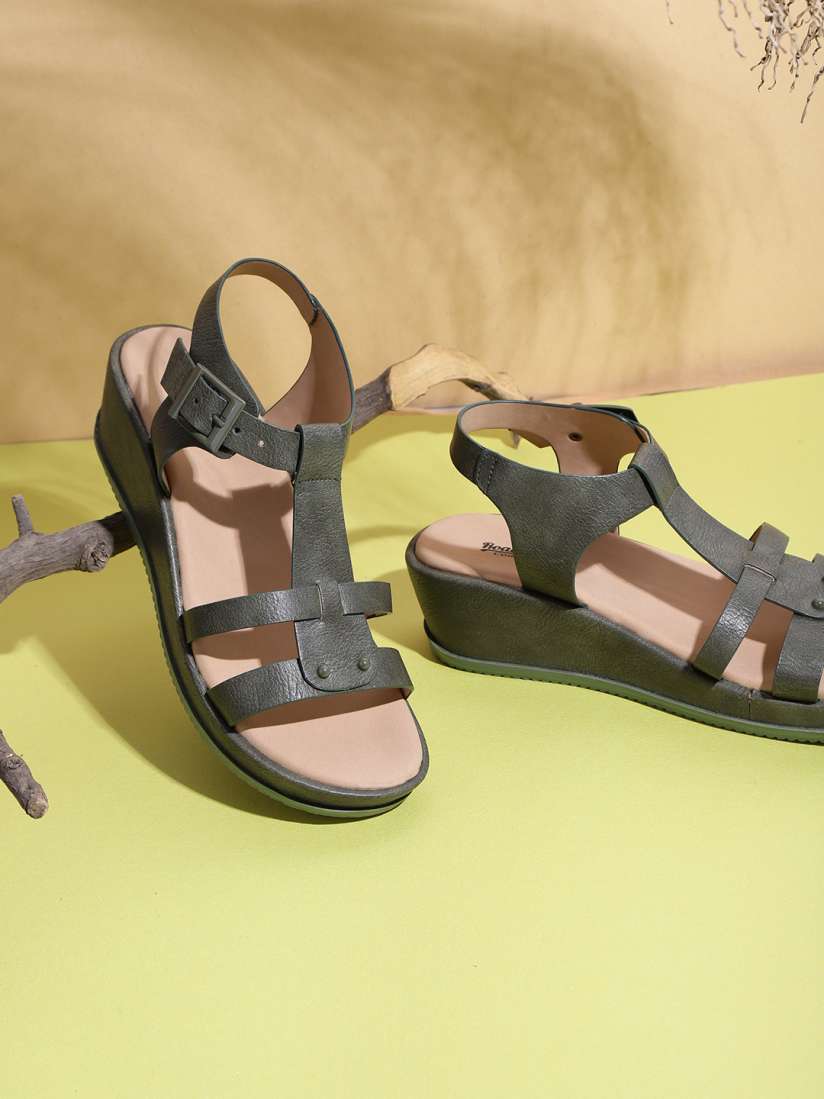 Olive green wedges on sale