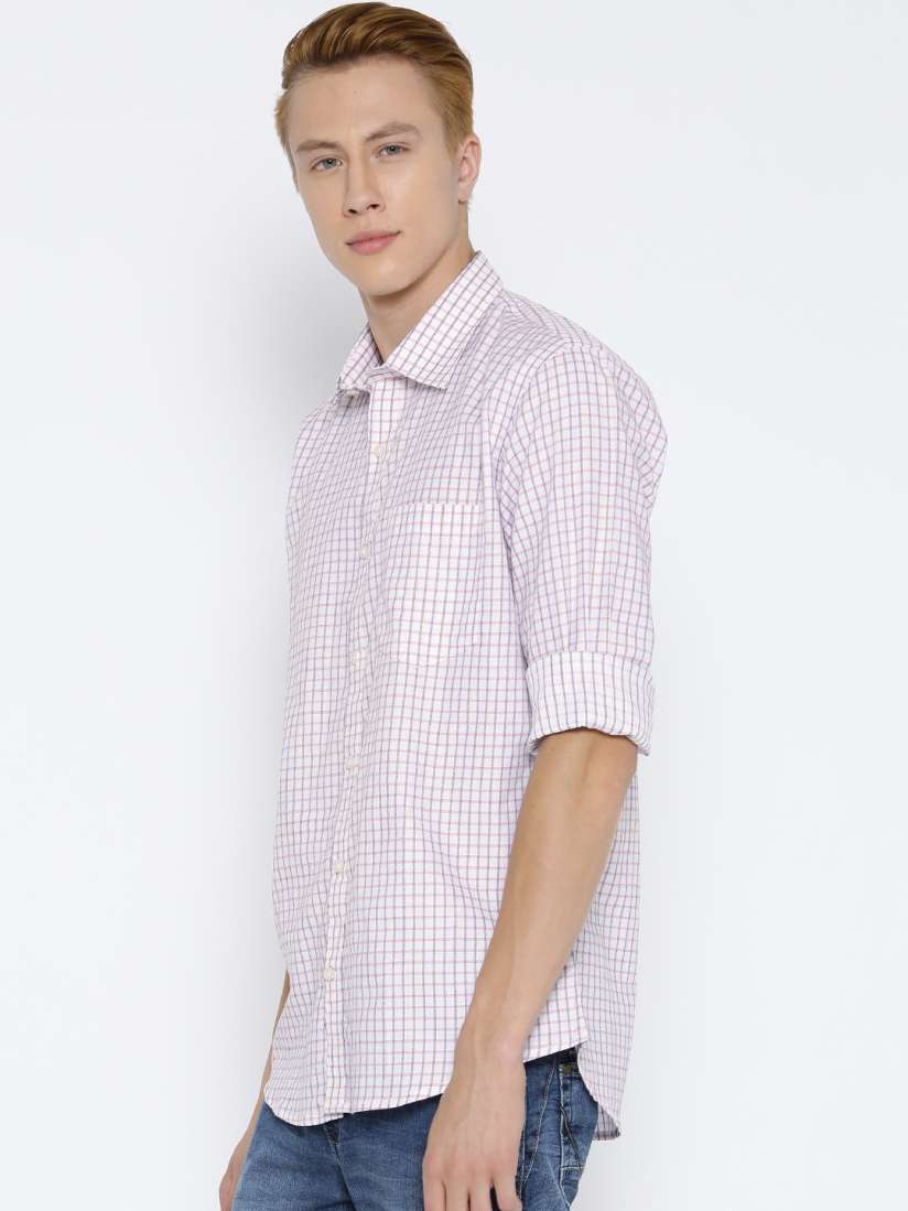 Buy American Crew White Pink Checked Classic Fit Smart Casual Shirt Shirts for Men 1359732 Myntra