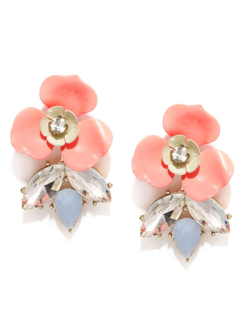 Buy Accessorize Coral Pink Blue Drop Earrings Earrings for Women 1360404 Myntra