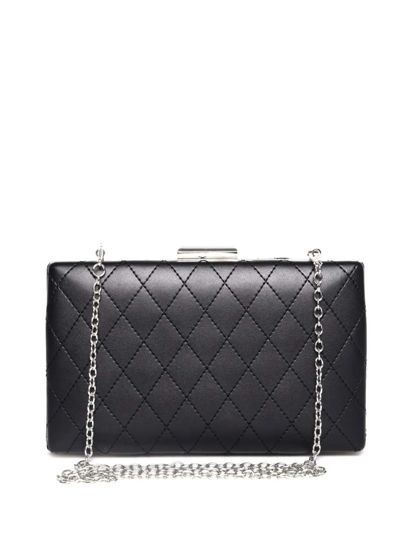 Buy Lino Perros Black Quilted Box Clutch with Chain Strap Clutches for Women 1360709 Myntra