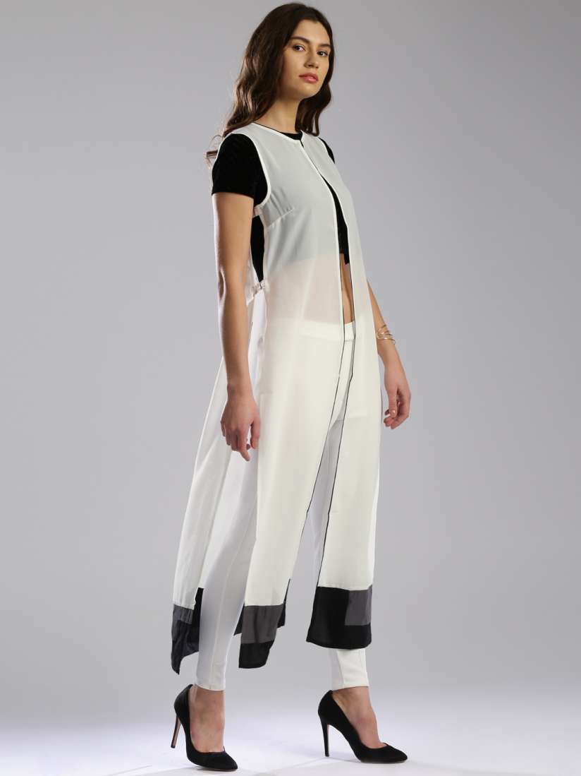 Buy W White Polyester Sheer Jacket Jackets for Women Myntra