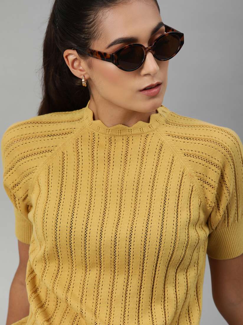 Mustard crochet top outlet
