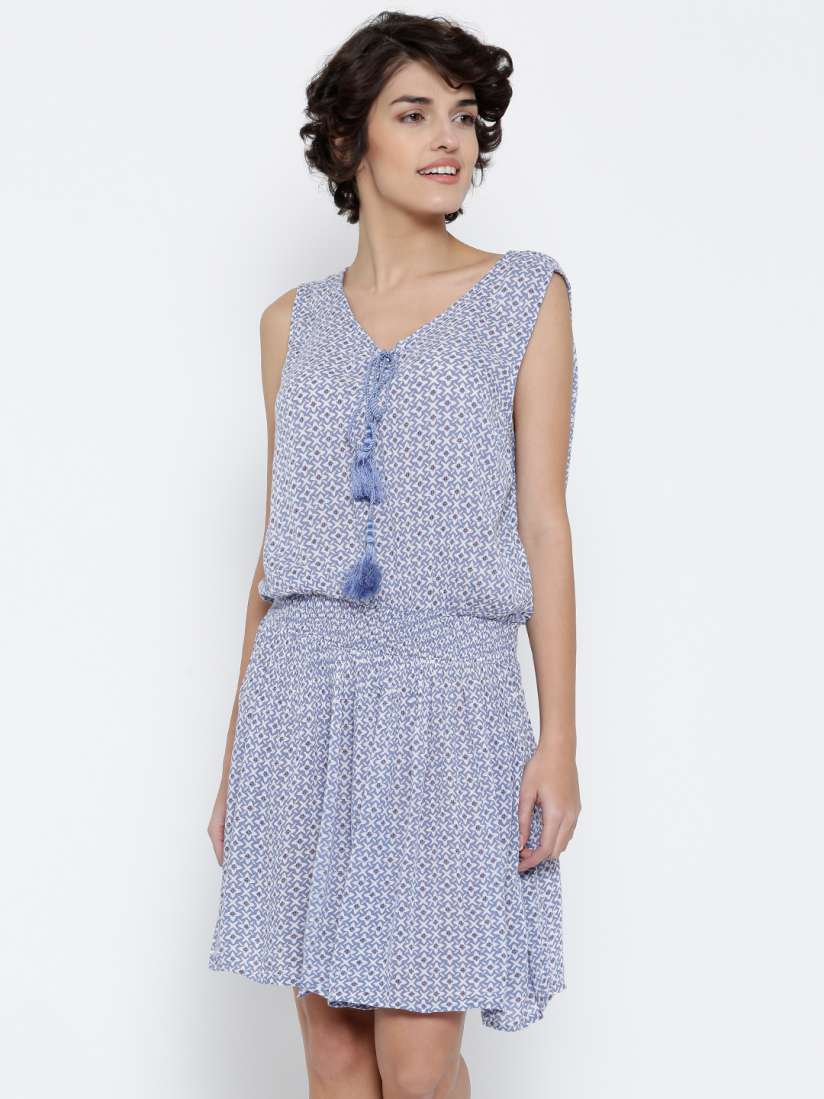 Buy Vero Moda Blue Printed Blouson Dress Dresses for Women 1361297 Myntra