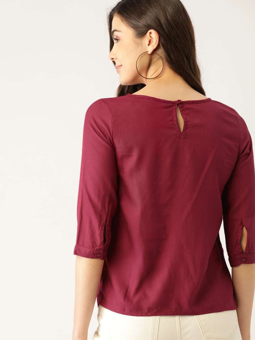 Burgundy dress tops hot sale