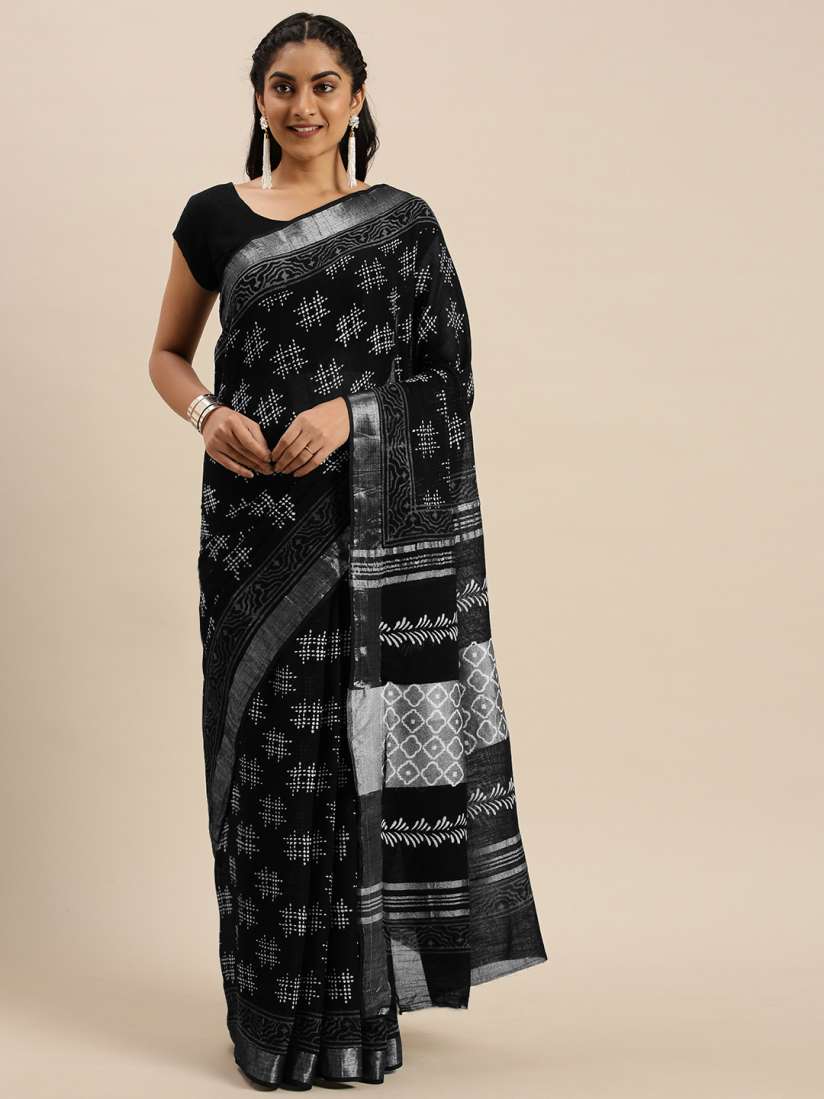 Buy Shaily Black White Printed Saree Sarees for Women 13617292 Myntra