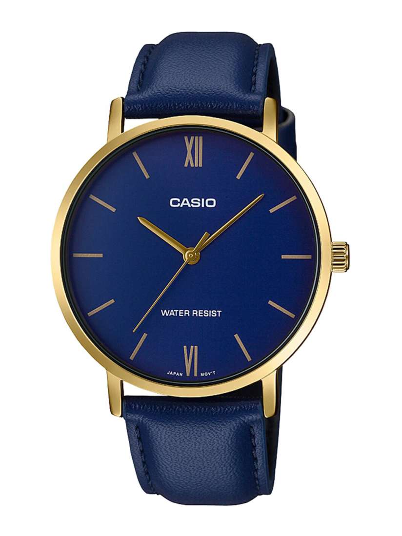 Casio edifice blue leather strap watch top