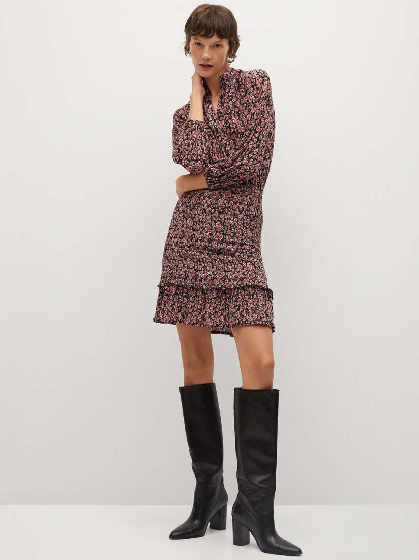 Buy MANGO Women Black Pink Floral Print Sustainable A Line Dress Dresses for Women 13627064 Myntra