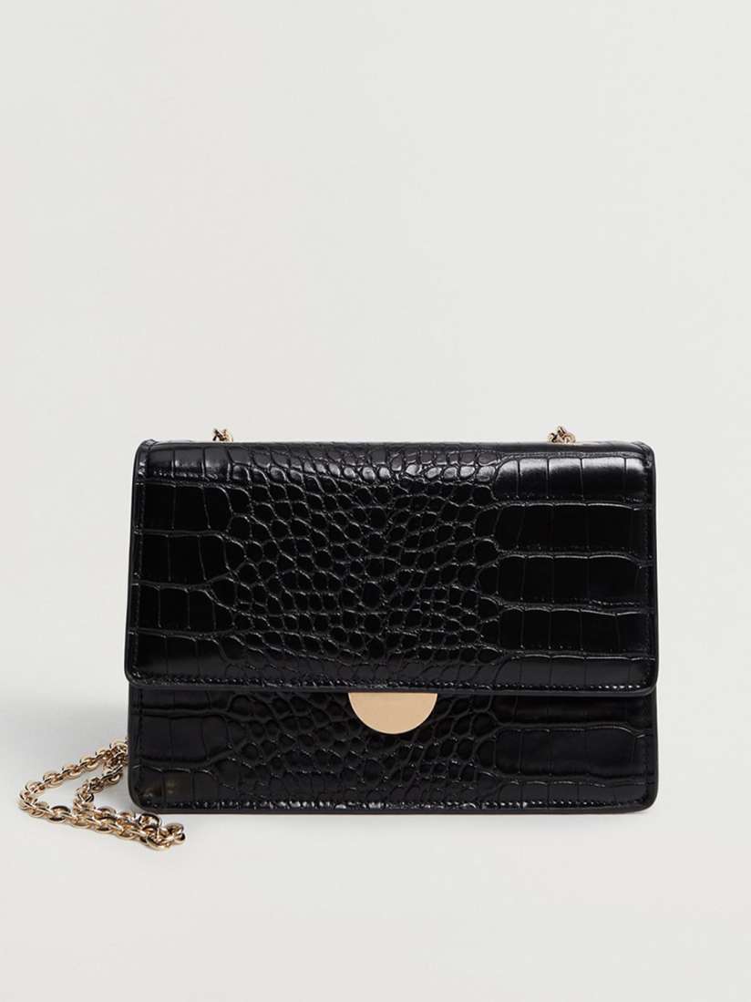 Buy MANGO Women Black Croc Textured Sling Bag Handbags for Women 13627114 Myntra