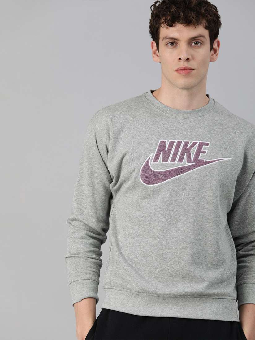 Buy Nike Men Grey Self Design Round Neck T shirt Tshirts for Men 13639160 Myntra