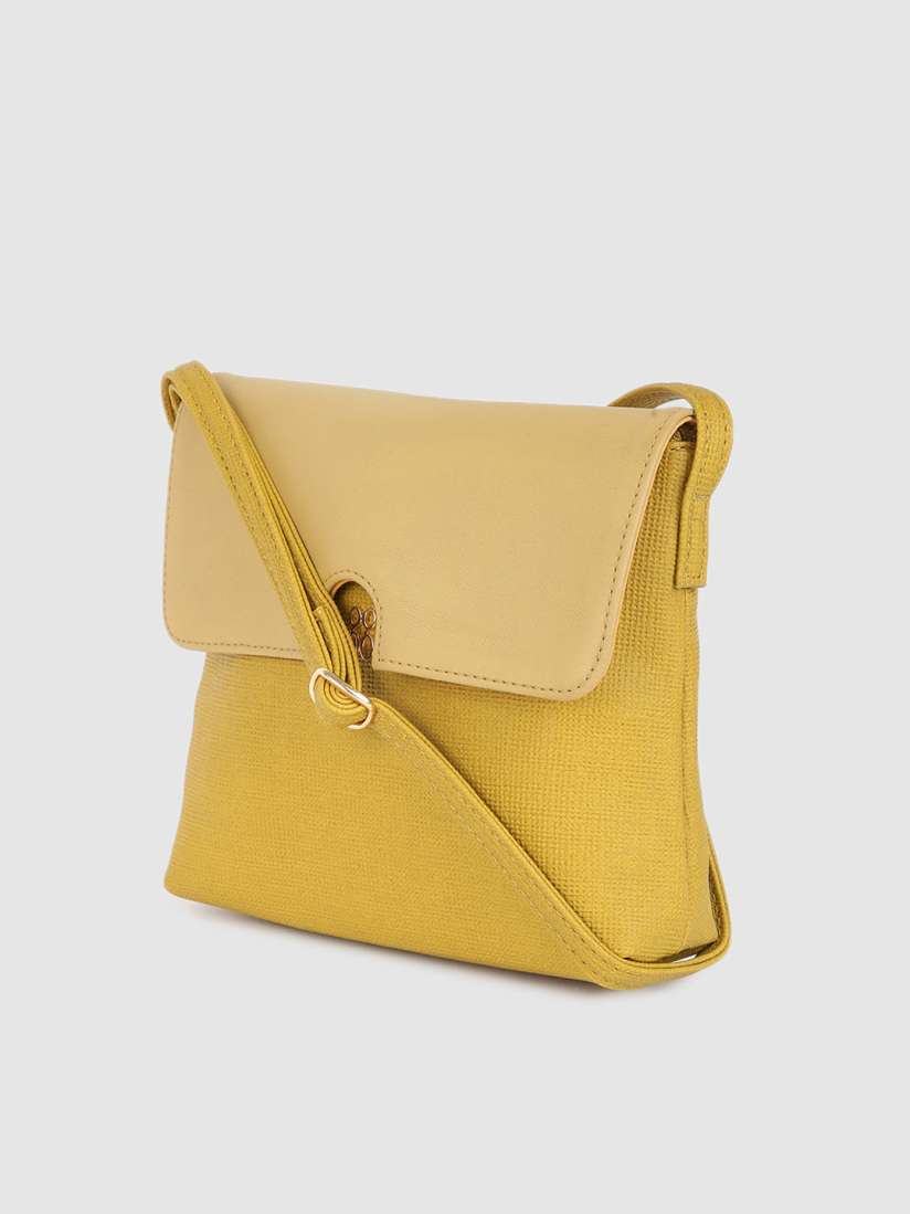 Baggit mustard yellow solid sling bag online