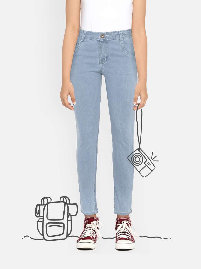 Buy YK Girls Blue Washed Stretchable Jeans Jeans for Girls 13654794 Myntra