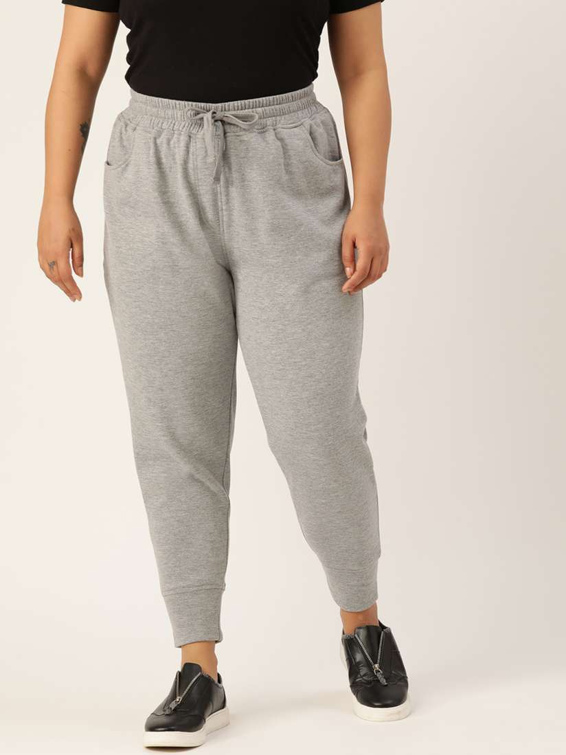 Buy Rute Women Plus Size Grey Melange Solid Knitted Cropped Joggers Track Pants for Women 13655282 Myntra