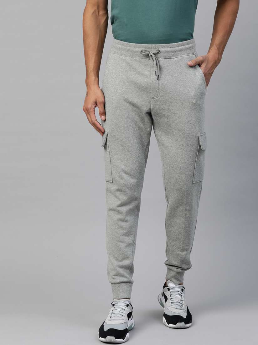 Buy Marks Spencer Men Grey Melange Pure Cotton Solid Joggers Track Pants for Men 13661122 Myntra