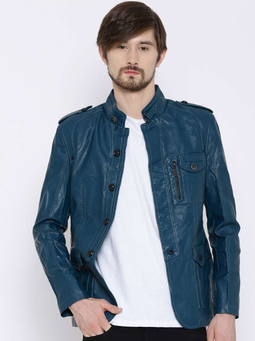 Teal faux leather jacket on sale