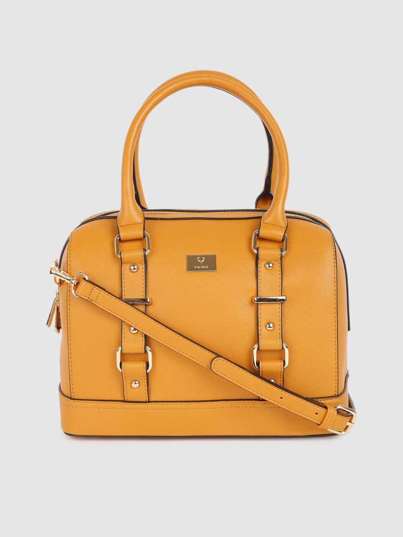 Buy Allen Solly Mustard Yellow Solid Handheld Bag Handbags for Women 13662444 Myntra