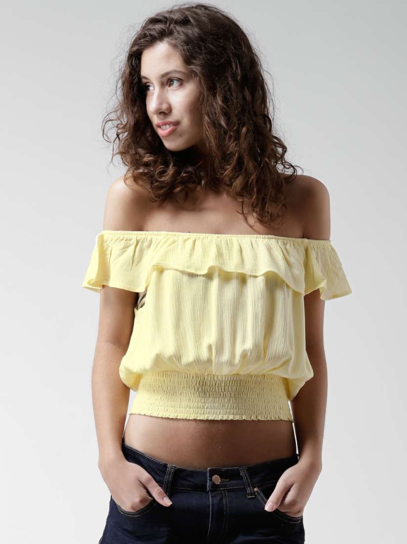 Forever 21 yellow off shoulder top sales