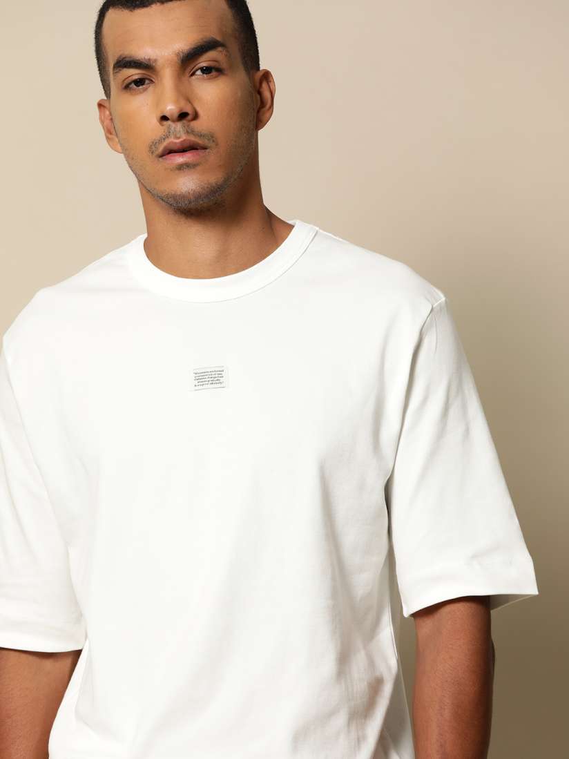 Buy Mr Bowerbird Men White Pure Cotton Philosophy Crew Neck Oversized Pure Cotton T shirt Tshirts for Men 13675258 Myntra