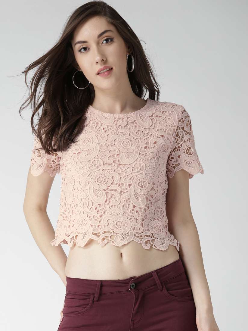 Buy FOREVER 21 Pink Polyester Crochet Top Tops for Women 1367667 Myntra