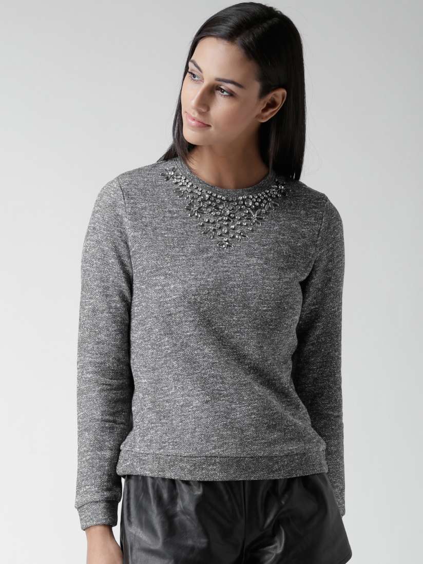 Buy FOREVER 21 Grey Embellished Top Tops for Women 1367714 Myntra