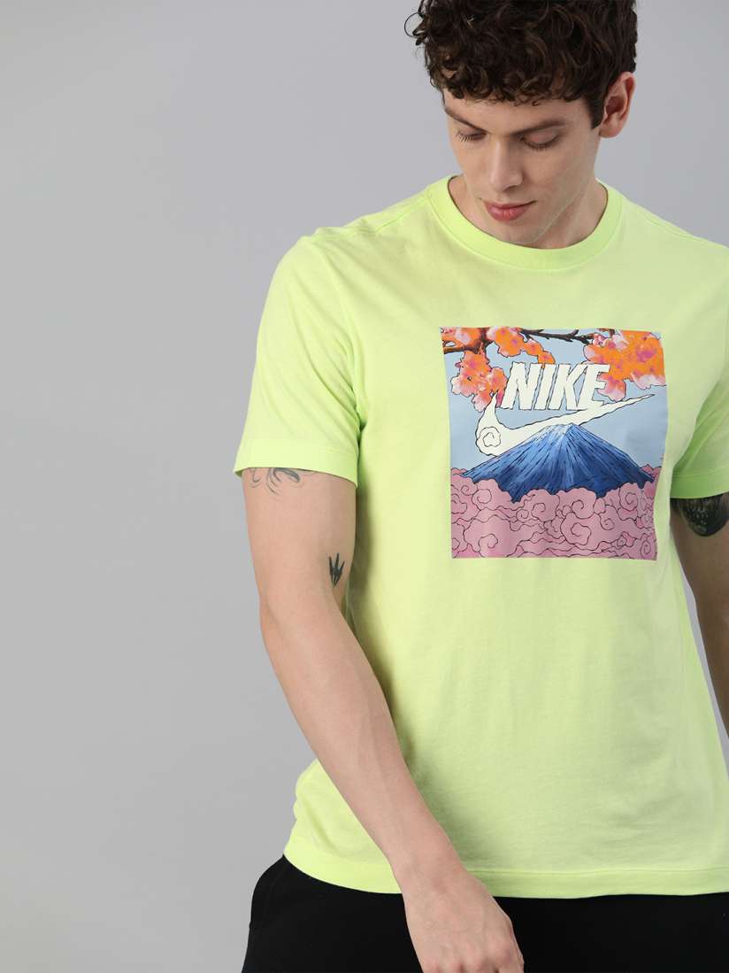 Buy Nike Men Lime Green Printed Round Neck T shirt Tshirts for Men 13677274 Myntra