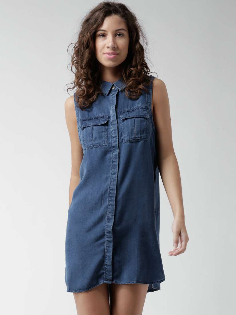 Buy FOREVER 21 Blue Denim Shirt Dress Dresses for Women 1368023 Myntra
