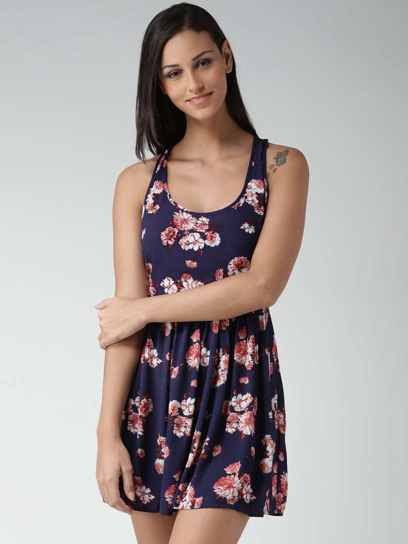 Buy FOREVER 21 Navy Floral Print Skater Dress Dresses for Women 1368251 Myntra
