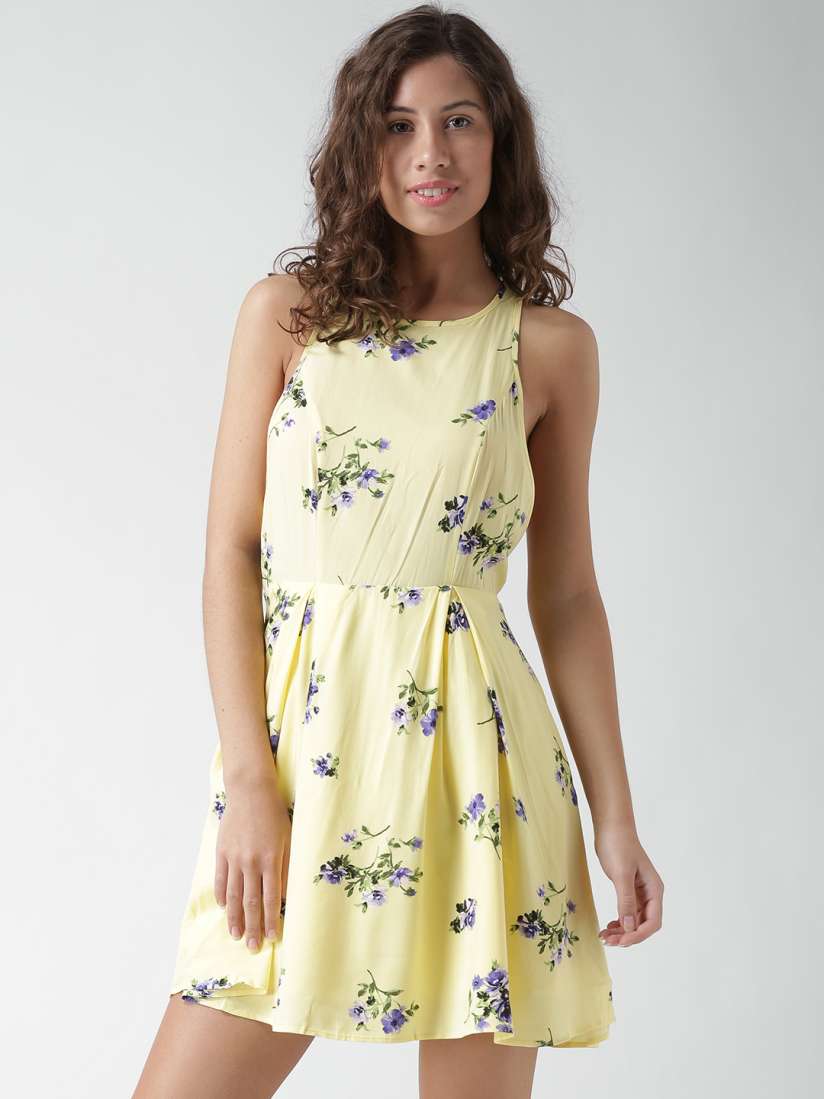 Buy FOREVER 21 Yellow Floral Print Fit Flare Dress Dresses for Women 1368324 Myntra