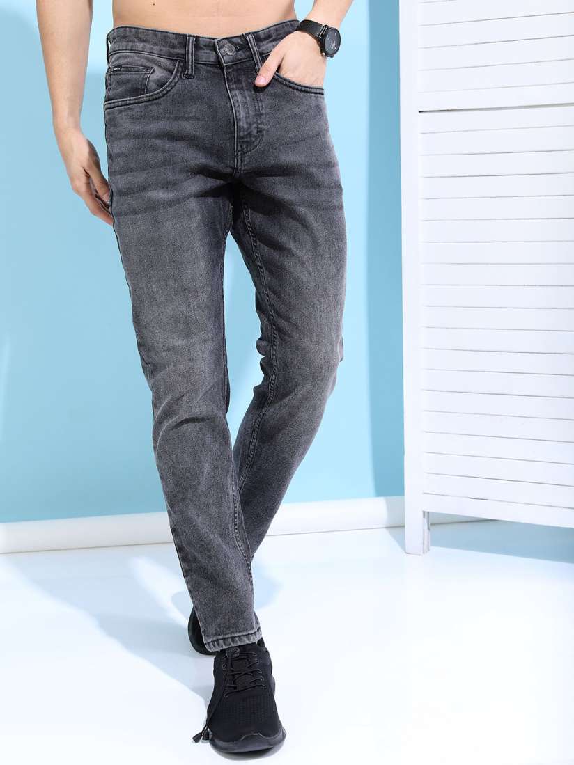 Mens grey tapered jeans outlet