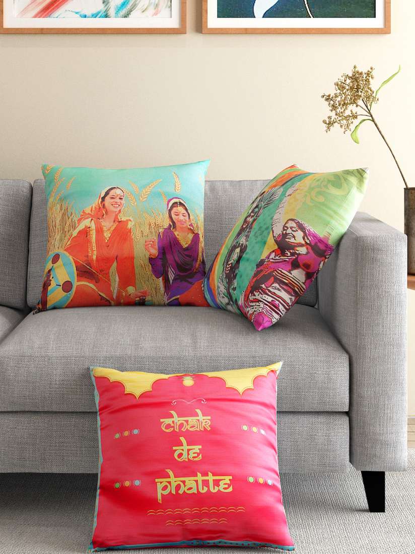 Buy Tangerine Set of 3 Assorted Printed 16 x 16 Square Cushion Covers Cushion Covers for Unisex 1370304 Myntra