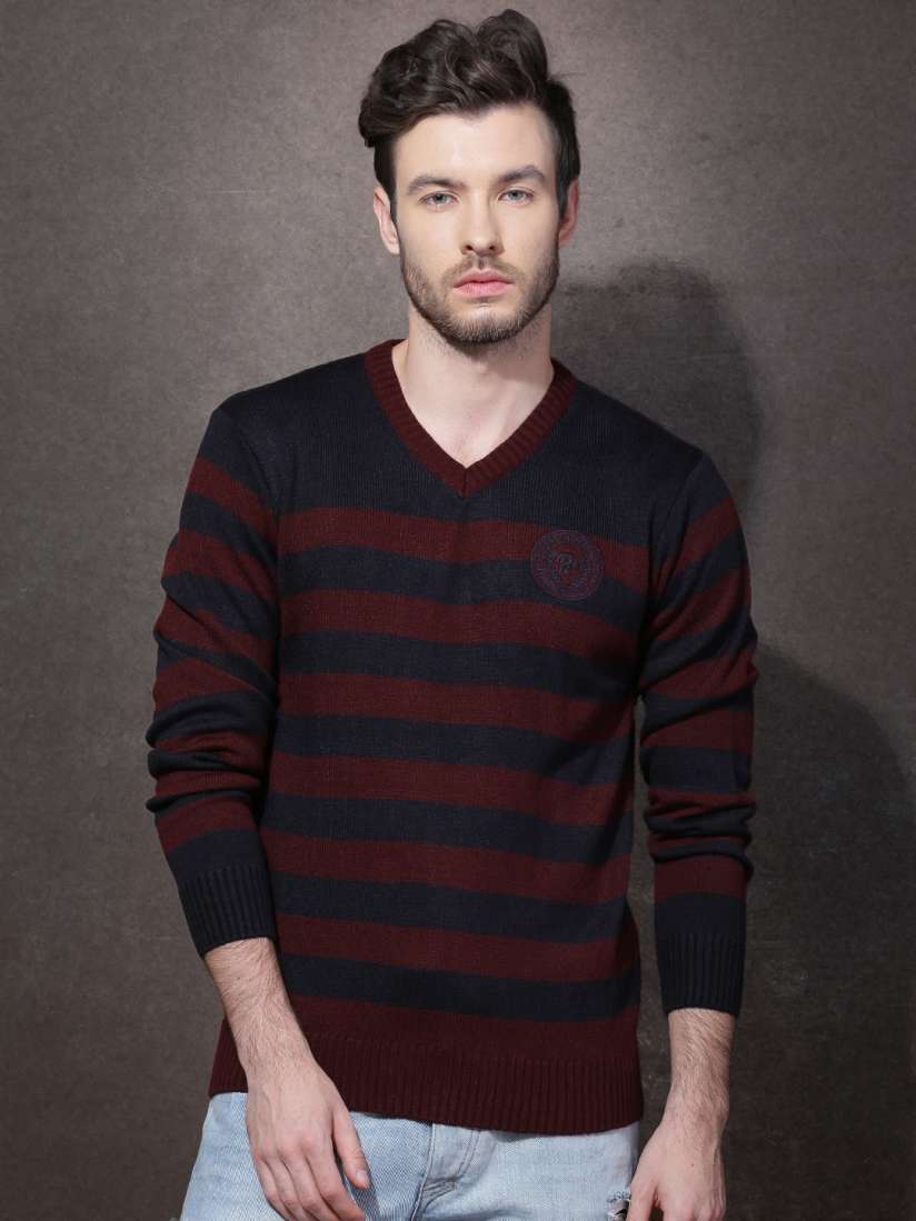 Maroon striped sweater online
