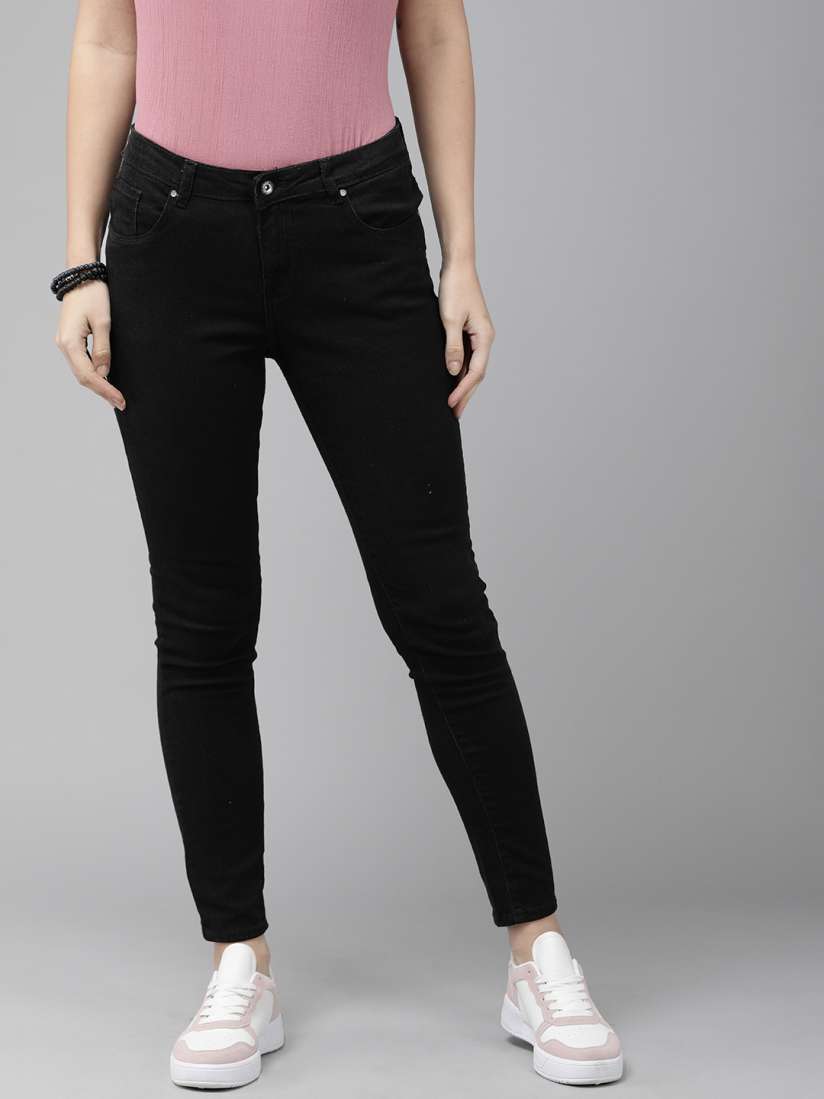 Myntra black jeans for ladies sale