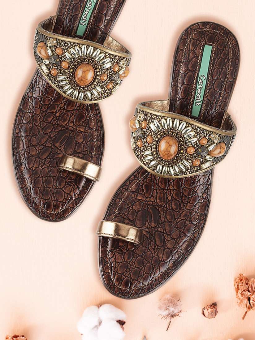 Buy Catwalk Women Gold Toned Embellished Block heels Heels for Women 13724772 Myntra