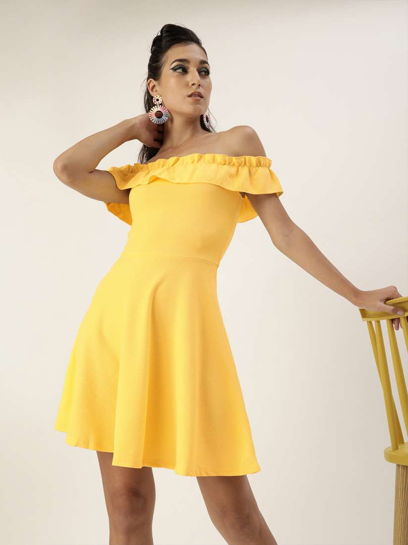 Yellow flare dress on sale