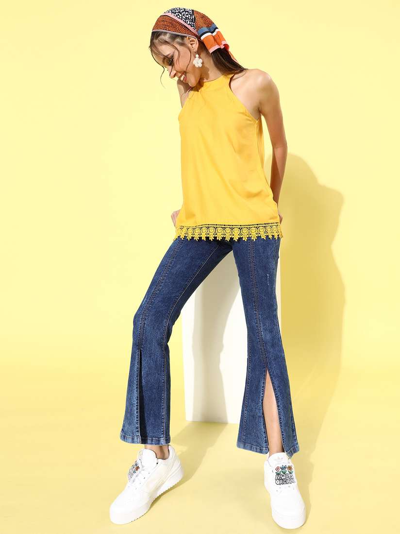 Buy Moda Rapido Women Blue Bootcut Heavy Fade Stretchable Cropped 