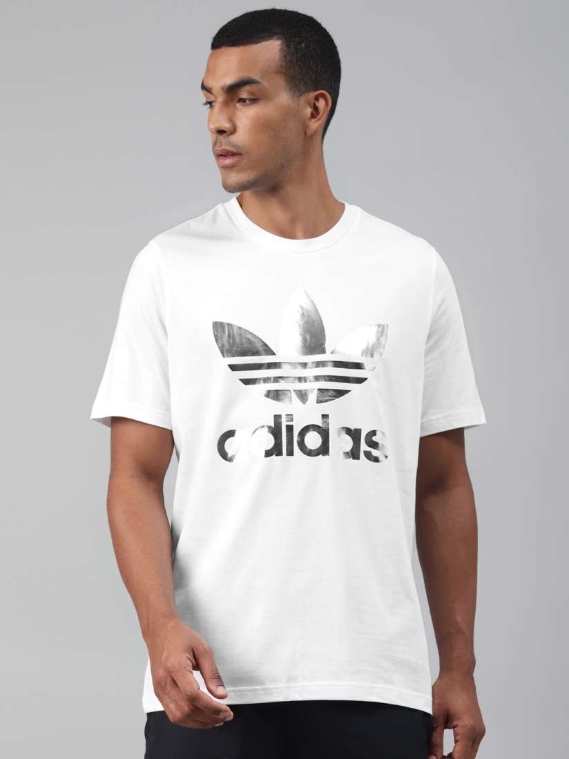 Buy ADIDAS Originals Men White Silver Trefoil Holographic Pure Cotton T shirt Tshirts for Men 13743546 Myntra