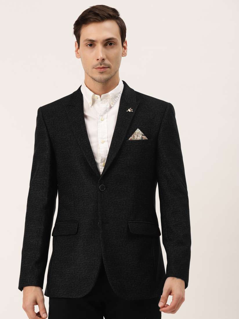 Buy Manyavar Men Black Regular Self Design Single Breasted Casual Blazer Blazers for Men 13760288 Myntra