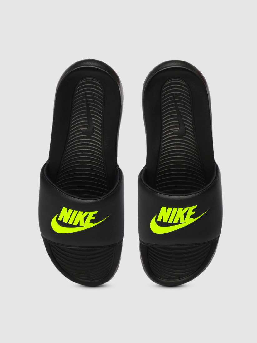 Buy Nike Men Black Fluorescent Green VICTORI ONE Printed Sliders Flip Flops for Men 13762634 Myntra